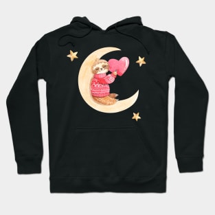 sloth on moon Hoodie